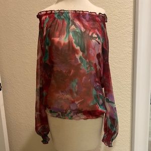 Ann Taylor Loft Sheer Off Shoulder Top Sz S